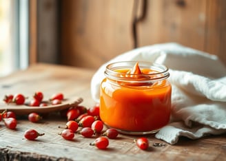 A jar of homemade goji berry face cream on wooden table  with goji berries.