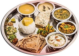 a plate of food with a variety of different types of food