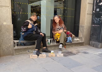 Honest Panhandlers. Barcelona, Spain