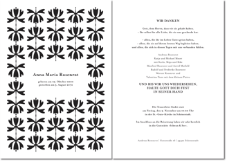 Trauerkarte aus der Edition Zero mit Name des Verstorbenen