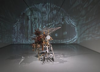 'Assemble' ikebana performance by Hedy Leung featuring found materials and spatial storytelling