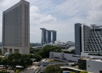 Lady and The Pirate's view from their room in the Pan Pacific Hotel in Singapore