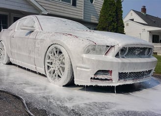 Older Mustang With Soap All Over It