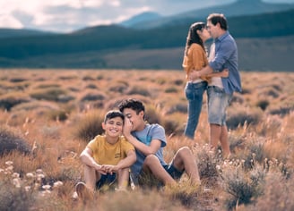 Sesión de fotos para familias en Bariloche. Fotografía familiar