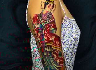 This is a Traditional Japanese Tattoo based in the godest Amaterasu