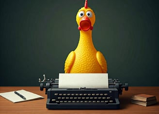 Rubber Chicken Writing on a type writer