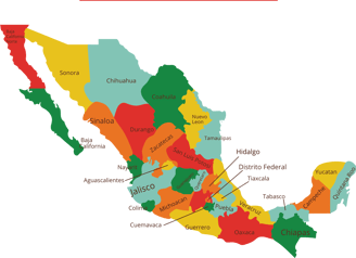 mapa de México con la distribución y envíos de Soldiaz Industrias