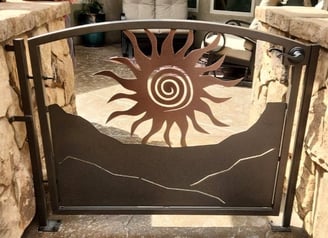 St. George Powder Coating powder coated steel metal gate in copper vein and old bronze