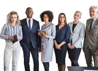 a group of business people standing in a row