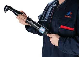 Atlas Copco Tensor ST angled nutrunner with anti-slip ergonomic grip