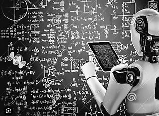 a robot with a tablet computer and a robot