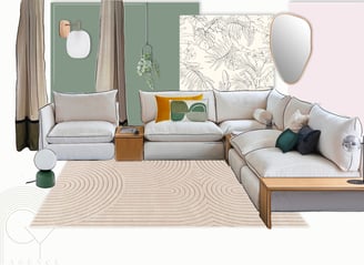 Planche mobilier salon avec canapé la redoute beige