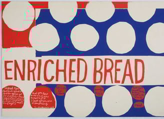 Serigrafia colorida e vibrante de Sister Corita Kent, com texto inspirador e design gráfico arrojado