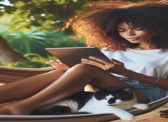 digital nomad with cat
