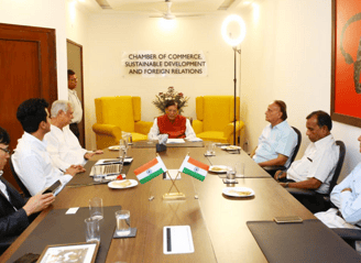 Dr. Bindeshwar Pathak in a meeting at Chamber India