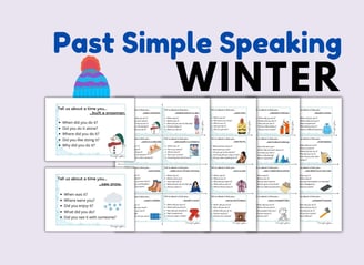 Past Simple Vocabulary ESL Winter and Christmas speaking cards