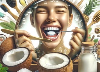 a woman with a toothbrush and toothbrushes in her mouth