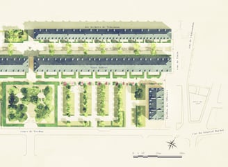 Plan masse 3D aquarelle – Arras – citadelle -Cadence architecte du patrimoine - Histoire & Patrimoine