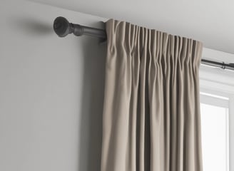 a curtain rod with a curtain rod and a curtain