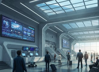 Futuristic departure lounge