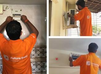 Technician performing home repair services