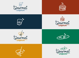 Logo - identité visuelle - illustrations- restaurant - Le Gourmet Urbain - Amy atelier graphique