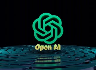 a green and black Open AI logo on a circular maze