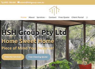 Home website page for a multi level business organisation called HSH Group Pty Ltd