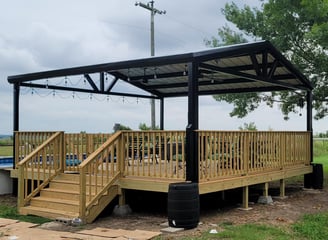 Wood Deck with Metal Patio and Roof