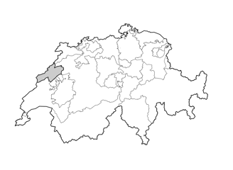 Overview Map of Switzerland highlighting the location of Neuchâtel