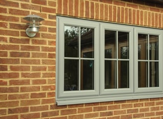 UPVC window in sage green and Astragal bars