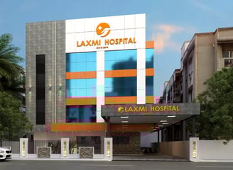 An image of Laxmi Hospital building in Kochi, Kerela