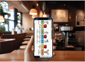 Mano sostiene celular con técnica Pomodoro, organización, productividad, emprender.