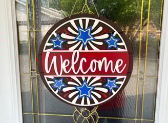 laser cut and painted wooden welcome door or wall hanger