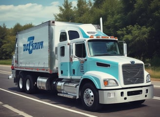 A pictogram on a blue background depicts a tow truck pulling a car. The design is simple with the vehicles shown in white outlines against a vibrant blue rectangle. Both vehicles are oriented in a profile view, clearly illustrating the towing action.