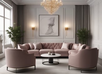 A spacious, well-lit showroom filled with a variety of modern and classic furniture pieces. There are several sofas, armchairs, coffee tables, and dining tables arranged in a cozy and inviting manner. The decor includes vases, cushions, and artistic pieces, and the color scheme is neutral with pops of color from accessories. Large windows in the background provide ample natural light.
