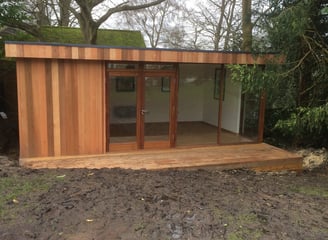 garden escape with timber frame doors