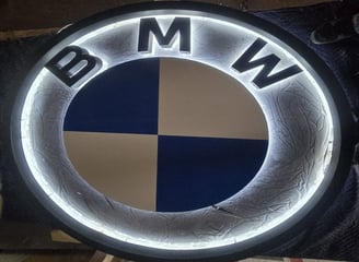 An BMW iluminated Sign