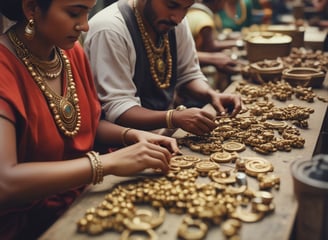 A display of colorful handmade bracelets and dangling earrings is set on a wooden stand. The bracelets are made of various beads, while the earrings are intricate and decorative. There is a small sign in French indicating the availability of different sizes and models.