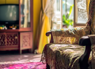 a chair and a television in Indian household