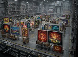 art gallery in a spaceport hangar