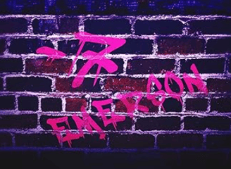 The cover for Negative 7, a short story. Spray paint on a brick wall