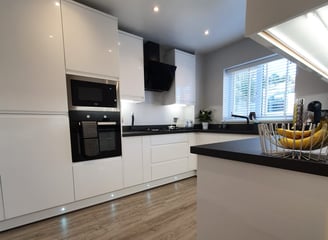 modern  kitchen renovation  black and white