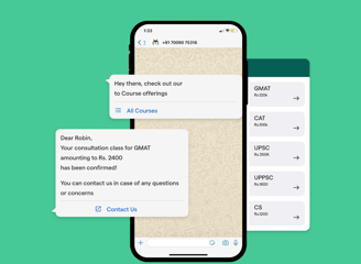 a phone screen showing a conversation with a chatbot on the phone