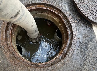 A sewage tank in the middle of being emptied in Warrington