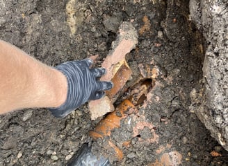 Broken gully pipe