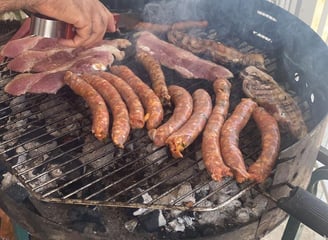 Grilling Sicillian food at hour digital nomad house in Sicily