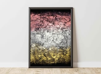 Original abstract painting in earthy gold, soft white, and deep black tones — hand-painted textured