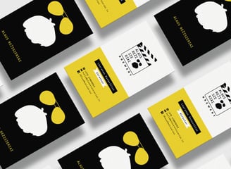 black and yellow cards for beer label