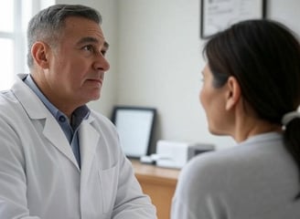 a doctor talking to a patient about her patient
